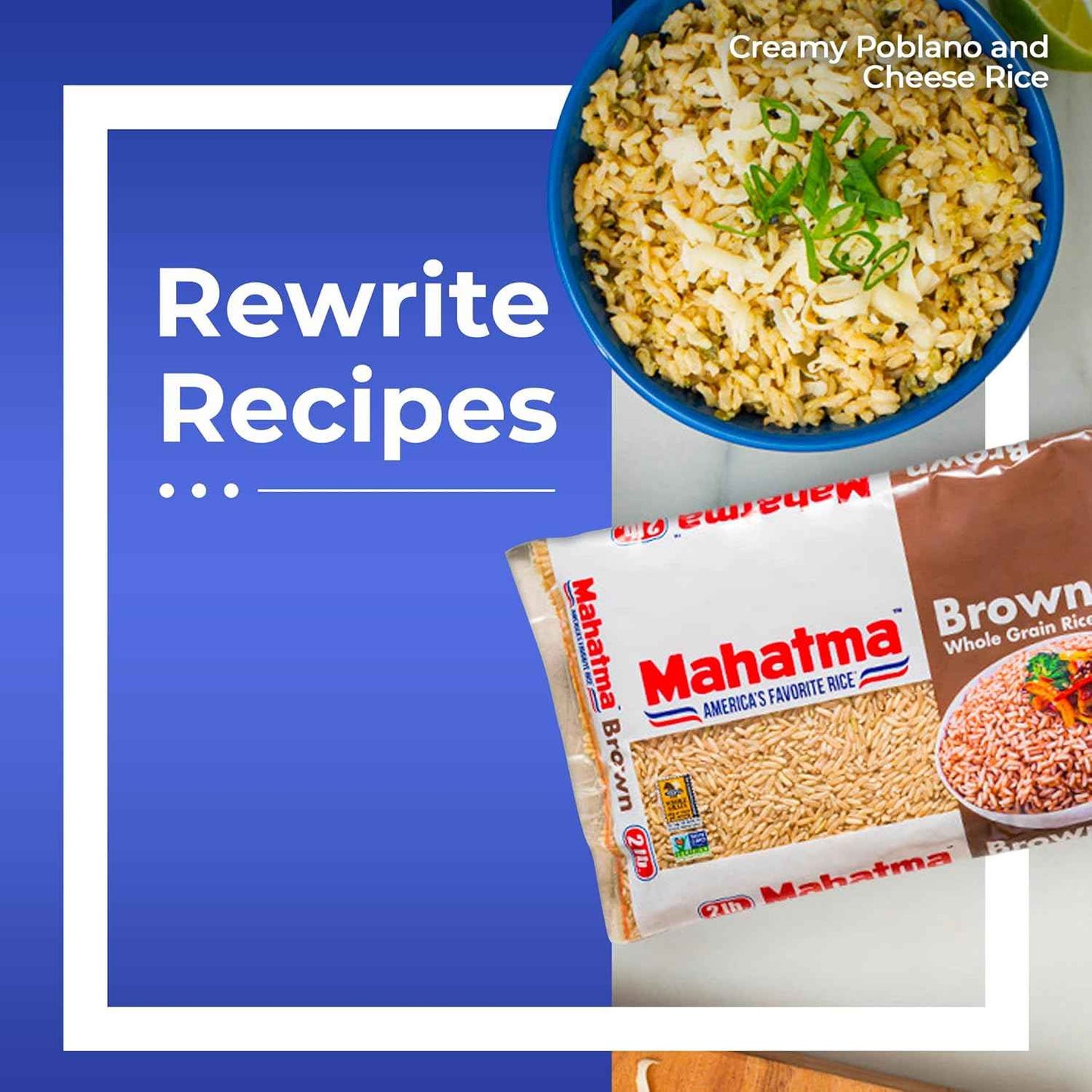Mahatma Brown Rice 2 lb Bag for Mindful Meal Prep, Whole-Grain Pantry Staple for Nutritious Home Cooking
