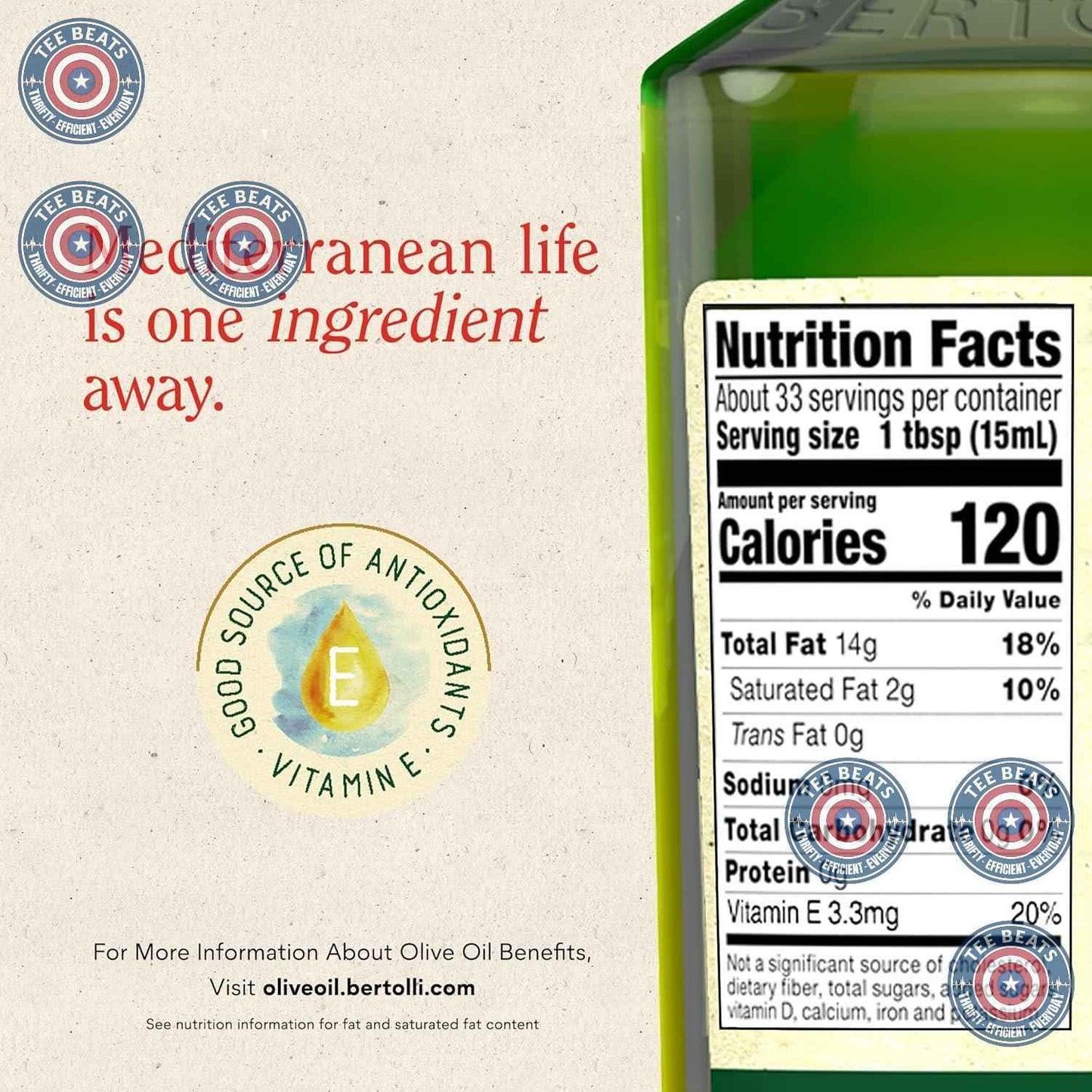 Bertolli Extra Virgin Olive Oil Rich Taste 32 fl oz – Bread Dipping and Vinaigrette Essential for Home Kitchens