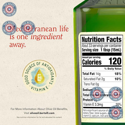 Bertolli Extra Virgin Olive Oil Rich Taste 32 fl oz – Bread Dipping and Vinaigrette Essential for Home Kitchens