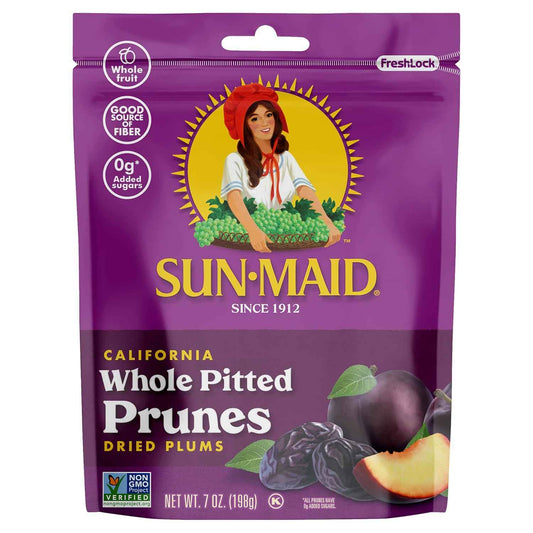 Sun-Maid Pitted Prunes – Lunchbox-Ready Pitted Fruit for Kids' School Meals, 7 oz Bag