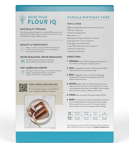 King Arthur Cake Flour Unbleached – Thoughtful Birthday Gift for Women Who Love to Bake, 2 lb Resealable Bag