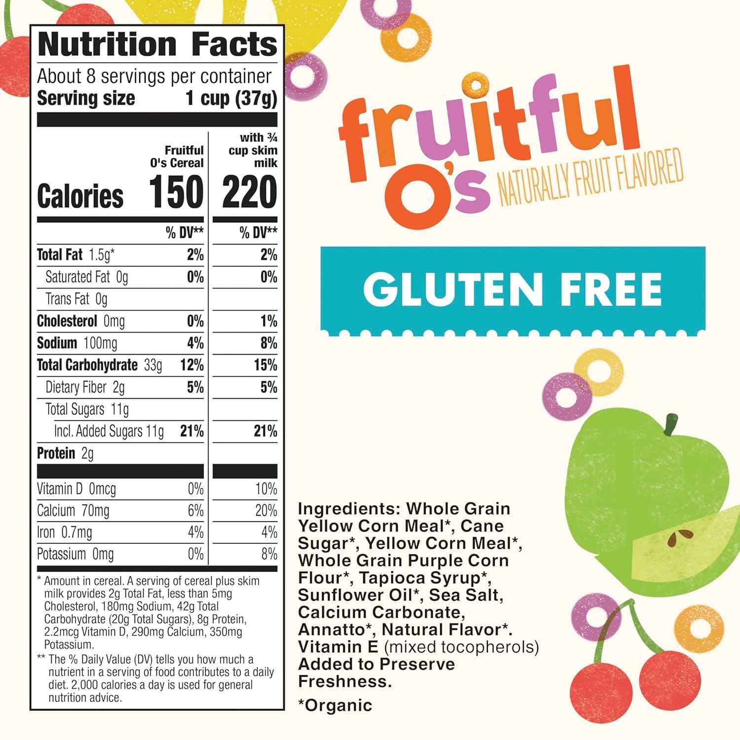 Cascadian Farm Organic Fruitful O's Cereal – Safe Lunchbox Add-In and After-School Snack for Picky Eaters