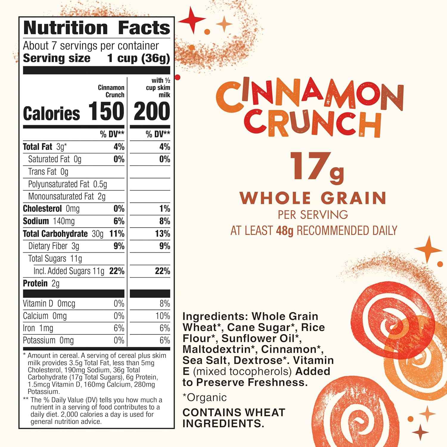 Cascadian Farm Organic Cinnamon Crunch Cereal – Two-Ingredient Sweetness Cereal for the Uncluttered Pantry
