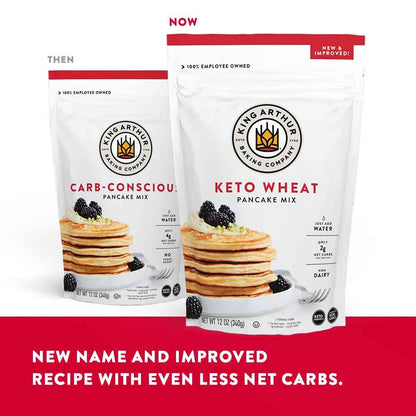 King Arthur Keto Wheat Pancake Mix - Mindful Low-Carb Breakfast for Wellness Routines, Just-Add-Water Protein Pancakes