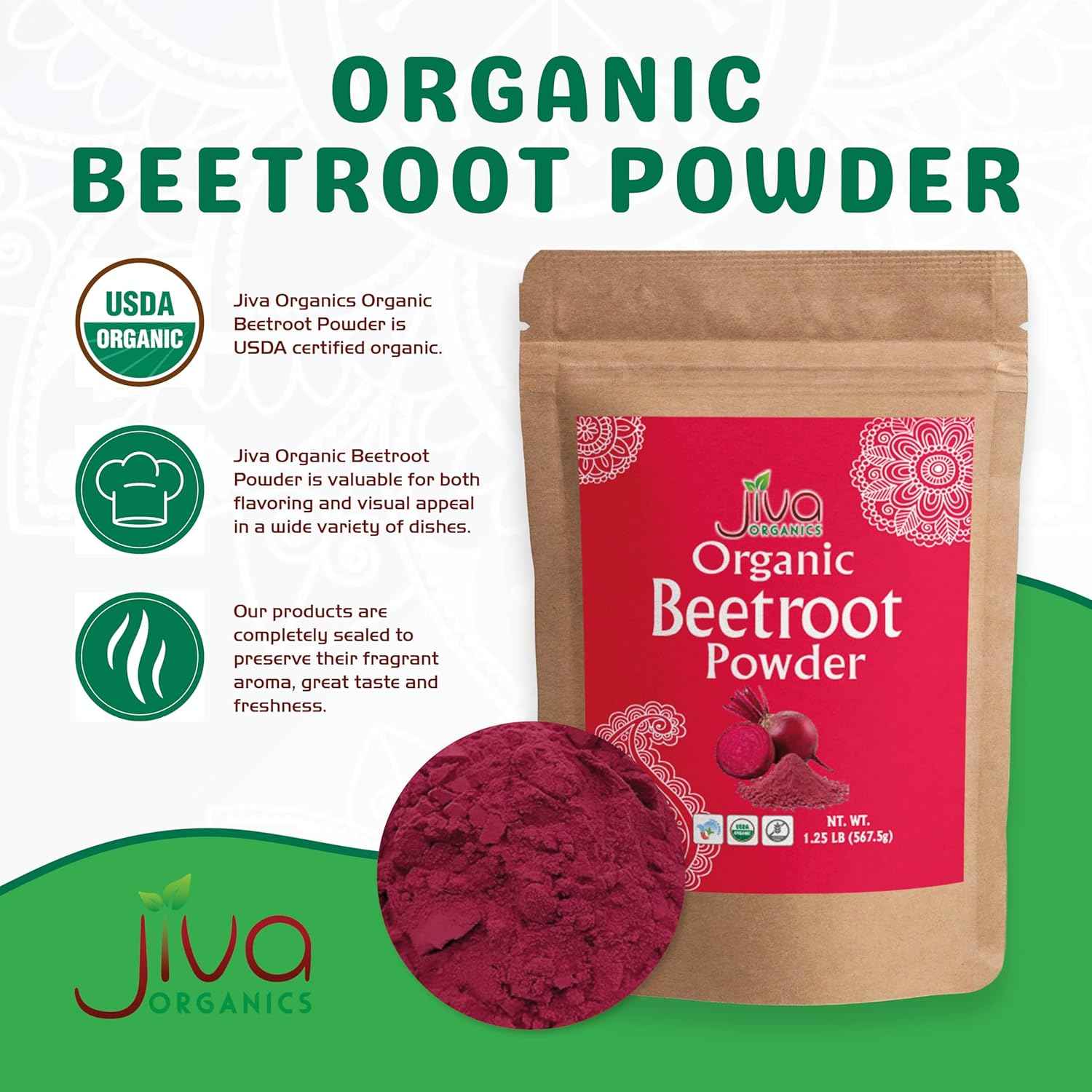 Jiva Organics Beet Root Powder 1.25 LB – Thoughtful Organic Gift for Smoothie Lovers and Home Bakers