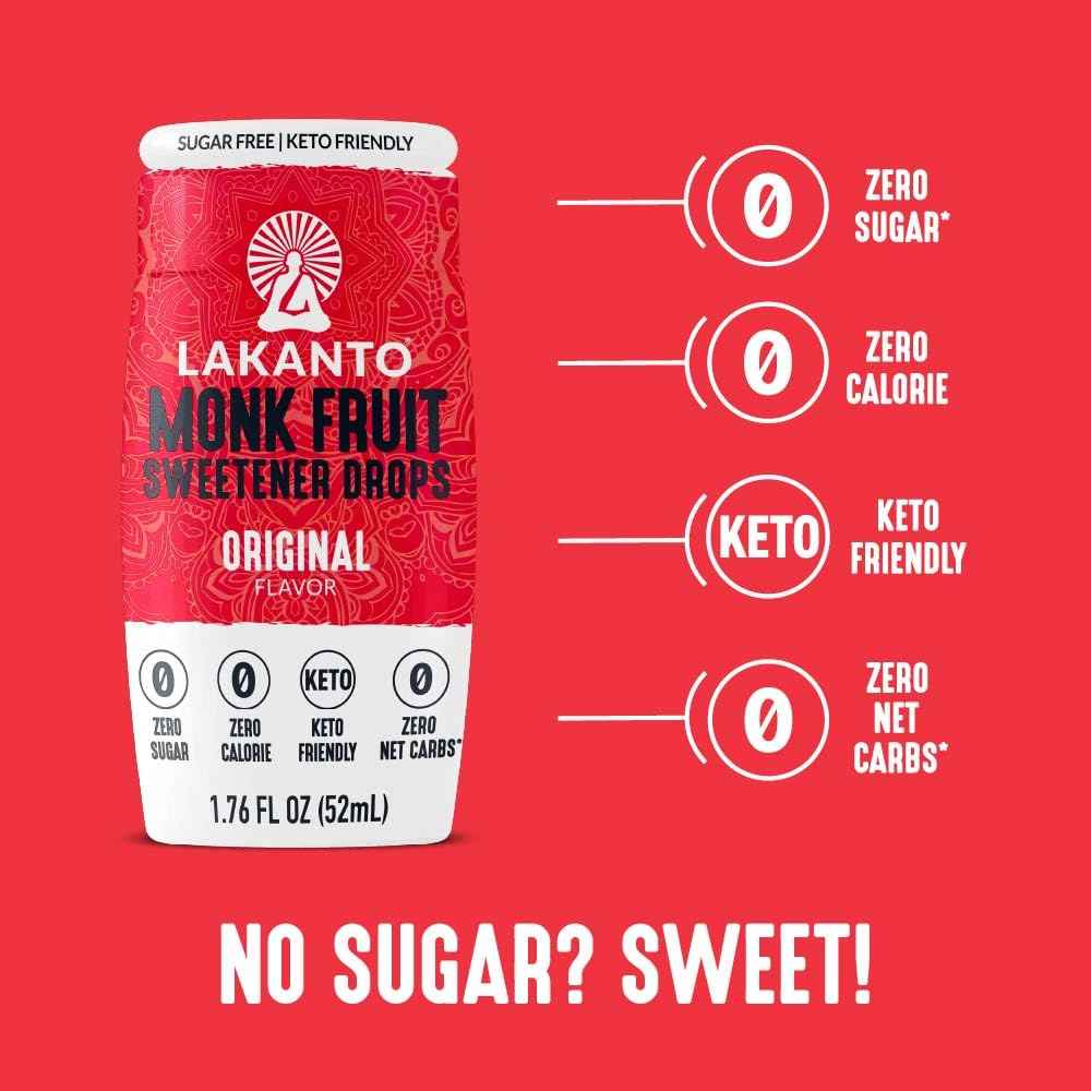 Lakanto Liquid Monk Fruit Drops – Zero Calorie Sweetener for Mindful Morning Coffee Rituals, Erythritol Free