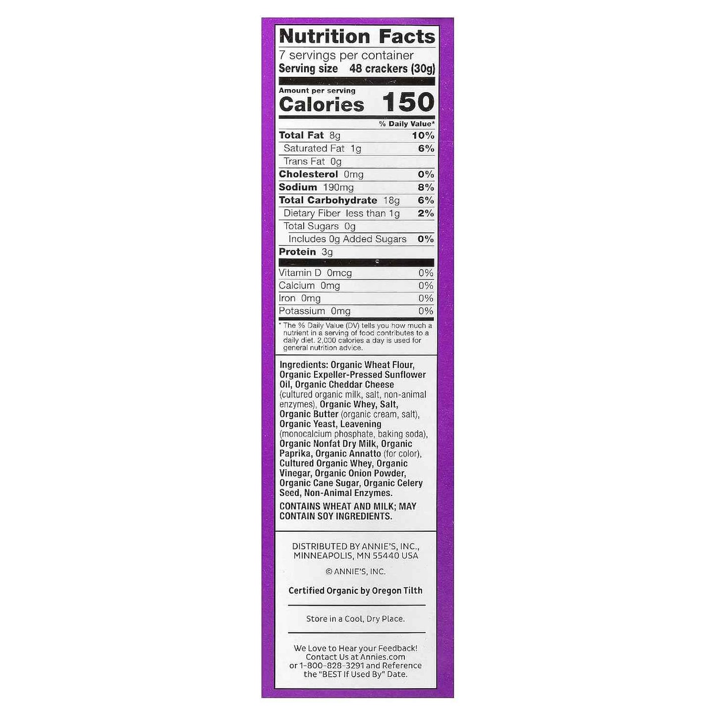 Annie's Organic Cheddar Bunnies Extra Cheddar – After-School Snack for Kids, Baked with Real Cheese, 7.5 oz