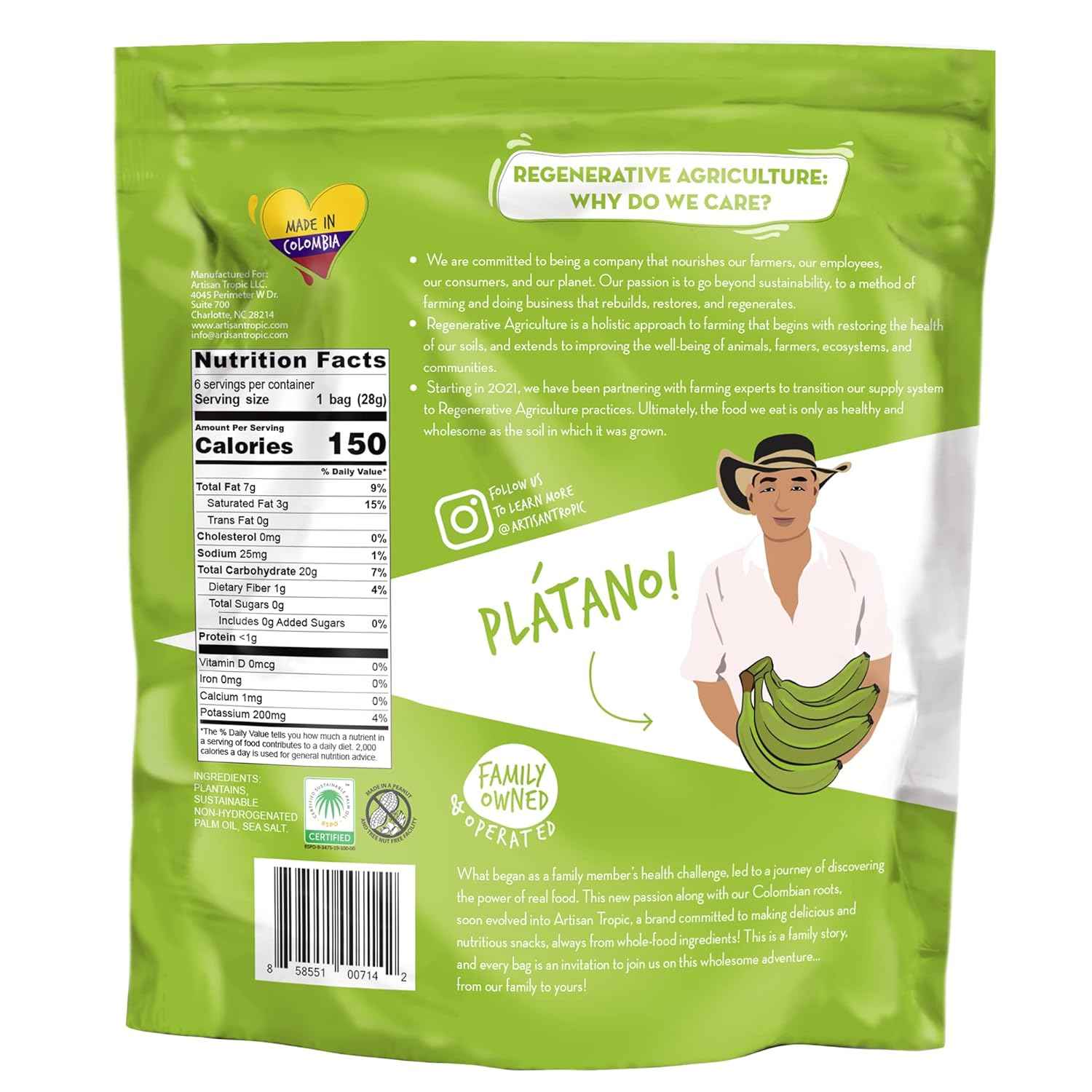 ARTISAN TROPIC Plantain Strips Sea Salt - Travel-Friendly Crunch for Road Trips and Flights, 1oz Bags