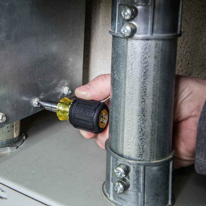 Klein Tools 32561 6-in-1 Stubby Screwdriver – One-Tool Solution for Faster Electrical Service Calls