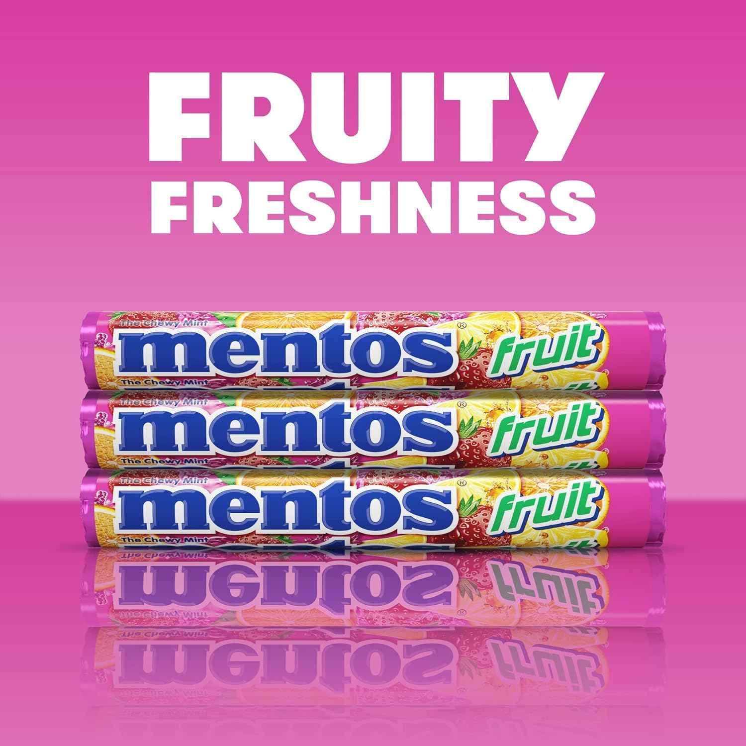 Mentos Chewy Mint Candy Roll – Nostalgic Birthday Gift for Mom, Fruit and Mint Flavor Party Favor Pack of 6