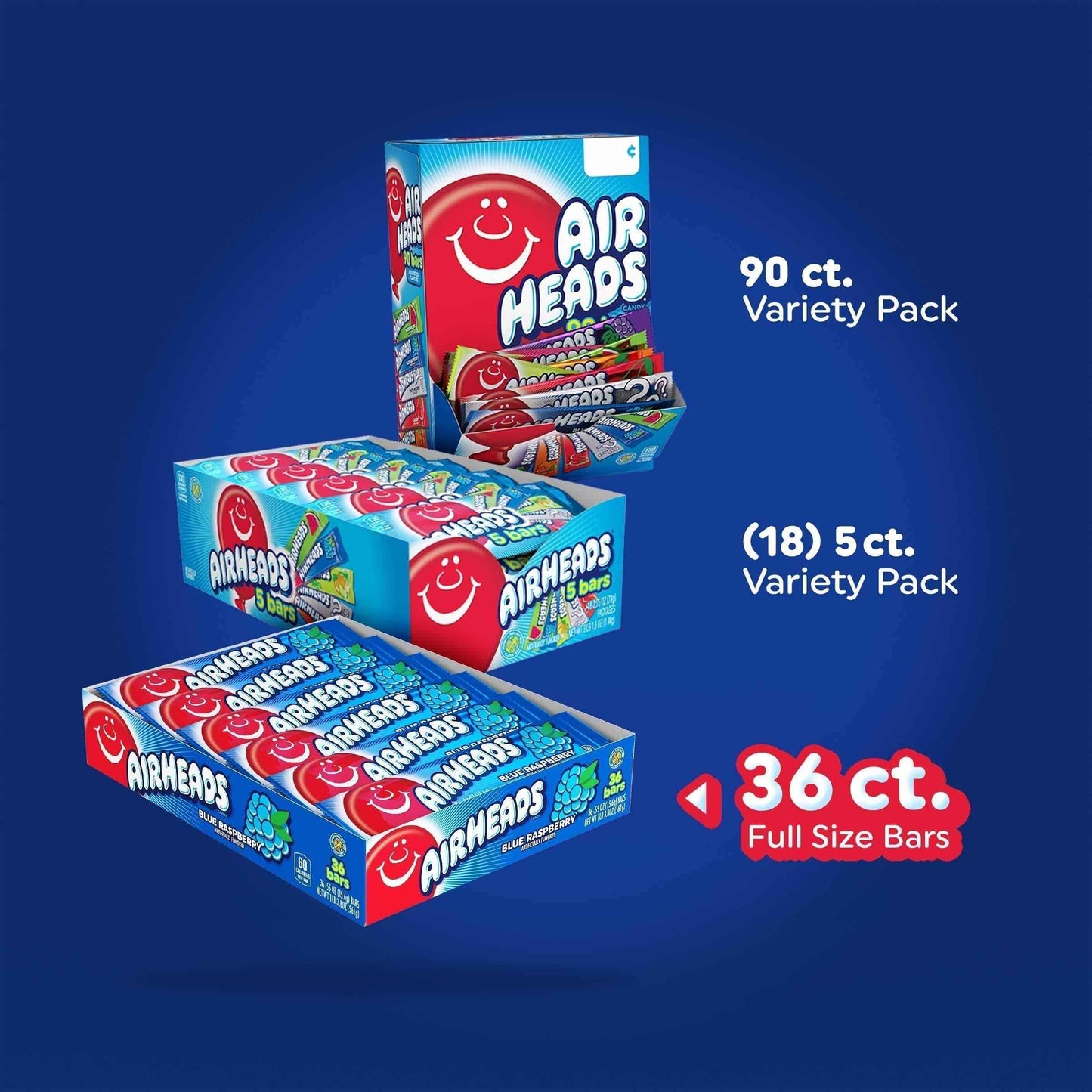 Airheads Cherry Taffy – Trick-or-Treat Bulk Candy for Kids' Halloween Bowls, 36-Count Box
