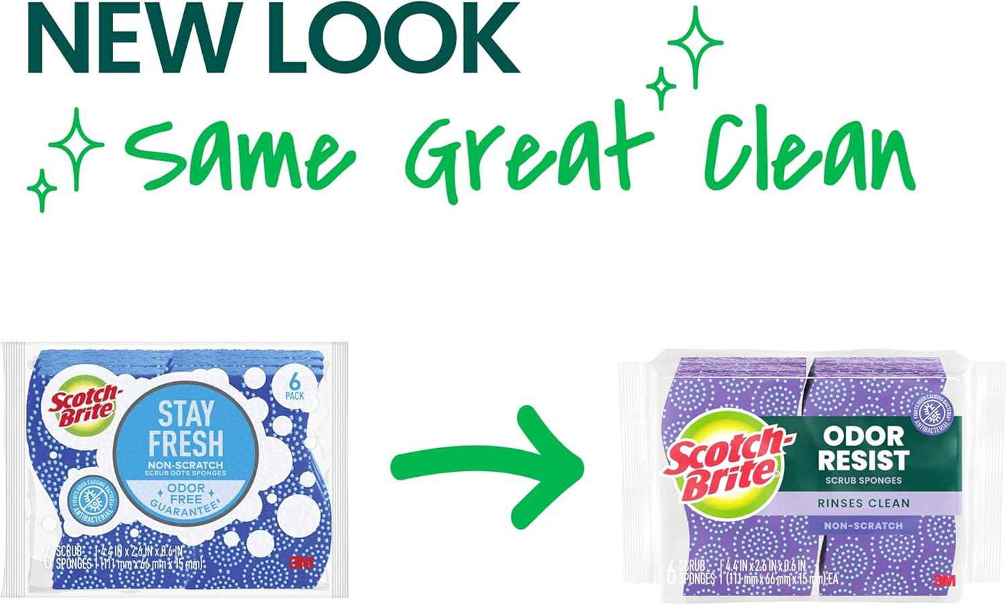 Scotch-Brite Odor Resist Non-Scratch Scrub Sponge – Heavy-Duty Dish Sponges for Fast Kitchen Cleanup