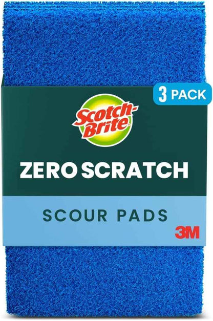 Scotch-Brite Zero Scratch Scouring Pad – Mindful Kitchen Cleaning Essential for Nonstick Pots, Glassware, and Bakeware