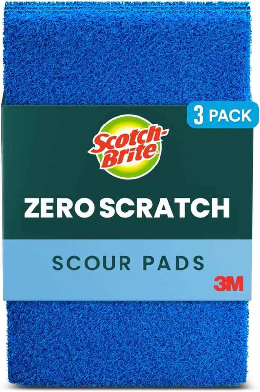 Scotch-Brite Zero Scratch Scouring Pad – Mindful Kitchen Cleaning Essential for Nonstick Pots, Glassware, and Bakeware
