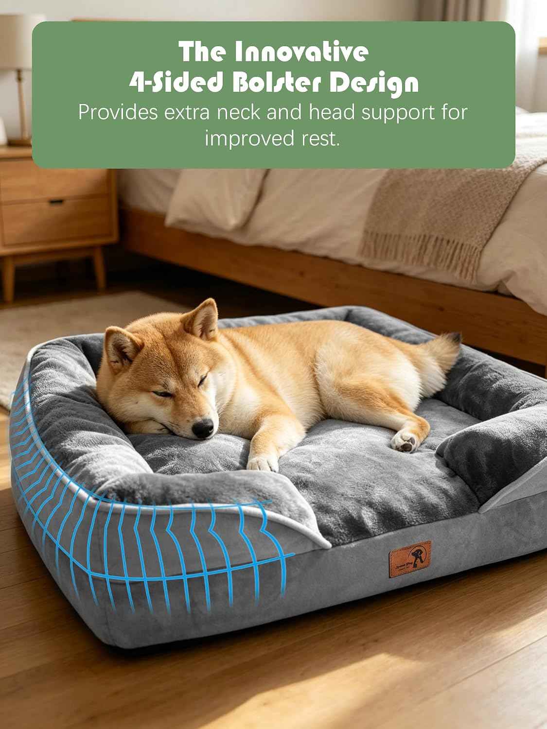 Ksiia Calming Den Orthopedic Dog Bed – Daily Joint Support for Senior Medium Breeds, Egg-Crate Foam Couch