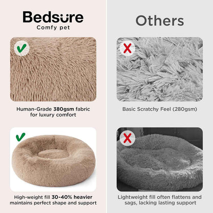 Bedsure Calming Donut Pet Bed – Anxiety Relief Nest for Restful Sleep, 30 inch Round Anti-Slip Washable Cat and Dog Bed