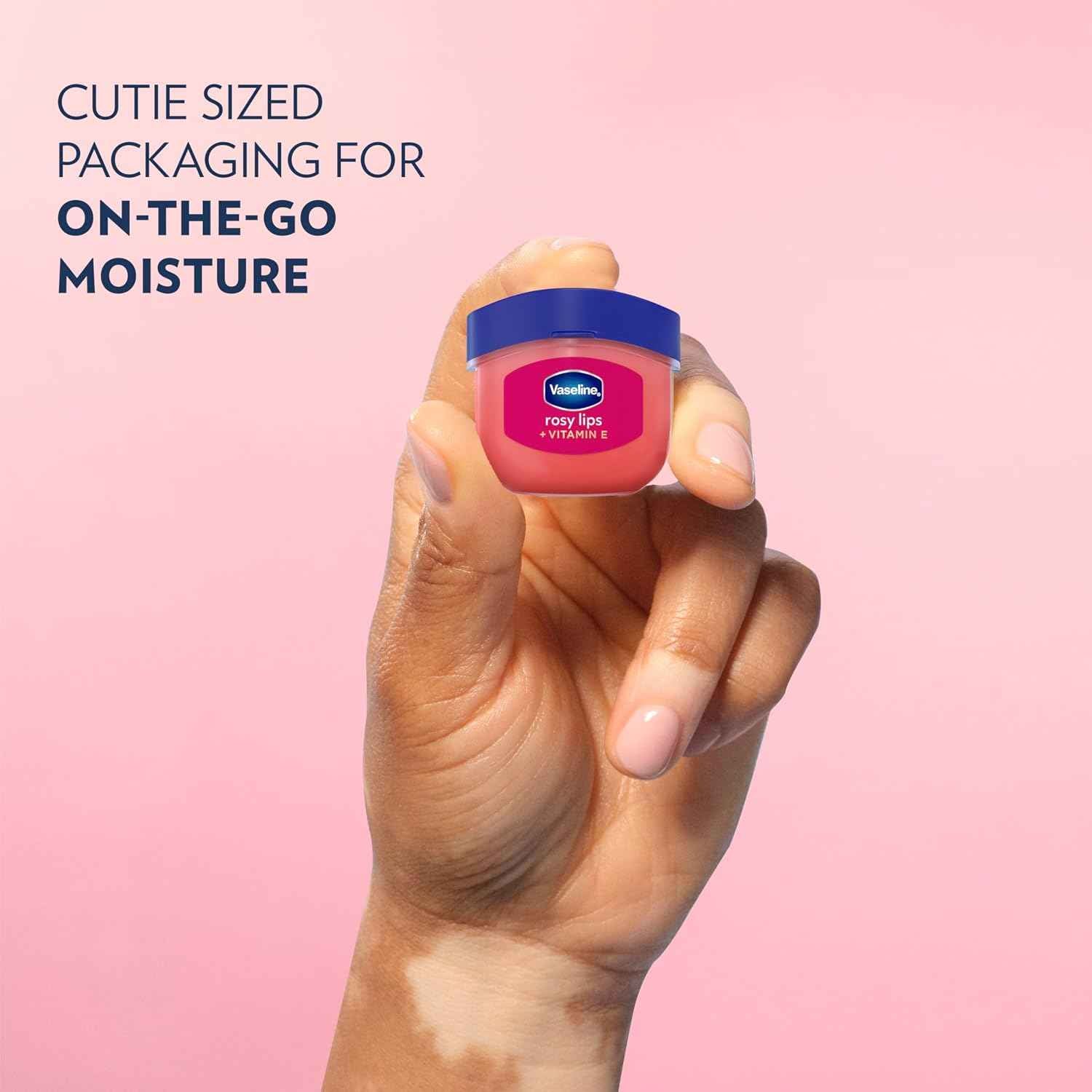 Vaseline Lip Therapy Rosy Lips Mini 2 Pack – Clean Vanity Staple for Less Is More Beauty Routines, Tinted Petroleum Jelly Lip Balm