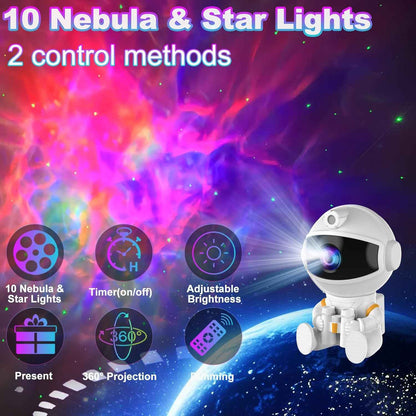 Astronaut Galaxy Night Light – Calming Star Projector for Bedtime Wind-Down Routine, 8 Nebula Modes for Relaxation & Sleep