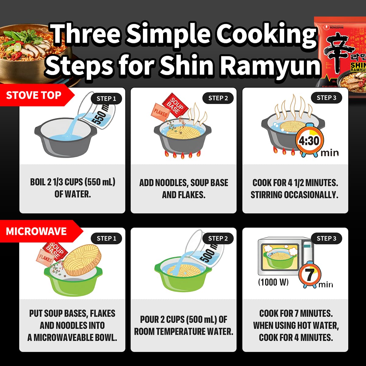Nongshim Shin Ramyun Spicy Korean Ramen – Portable Pantry Meal for Camping Trips