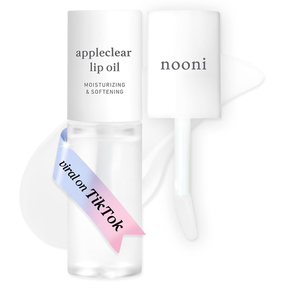 NOONI Korean Lip Oil - Appleclear | Long-Lasting, Moisturizing, Plumping, Revitalizing for Dry Lips, Waterproof, No Peel Off, Hydrating, Nourishing Crystal Clear, Stocking Stuffers, 0.12 FL Oz