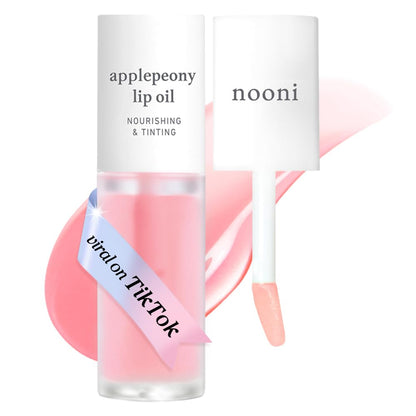 NOONI Korean Lip Oil - Applepeony | Long-Lasting, Moisturizing, Plumping, Revitalizing for Dry Lips, Waterproof, No Peel Off, Hydrating, Stocking Stuffers, Cute Stuff, 0.12 FL Oz