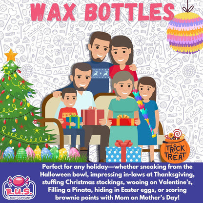 Nostalgic Wax Bottle Candy Bulk – 1/2 Lb Party Pack with 5 Fruity Flavors for Kids Birthday Goodie Bags