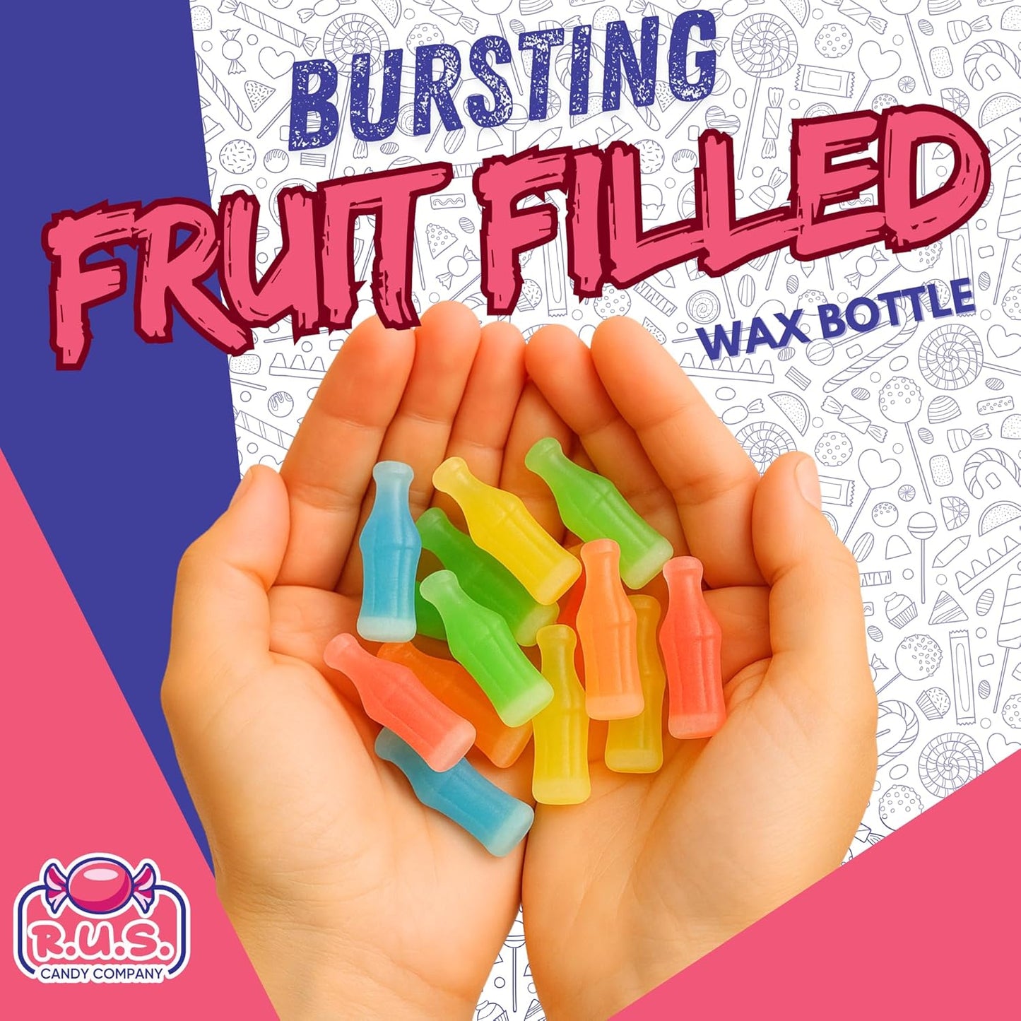 Nostalgic Wax Bottle Candy Bulk – 1/2 Lb Party Pack with 5 Fruity Flavors for Kids Birthday Goodie Bags