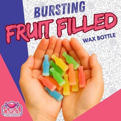 Nostalgic Wax Bottle Candy Bulk – 1/2 Lb Party Pack with 5 Fruity Flavors for Kids Birthday Goodie Bags