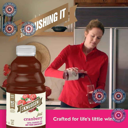 R.W. Knudsen Cranberry Juice Not from Concentrate – 32 fl oz No Added Sugar Lunchbox Drink for Kids