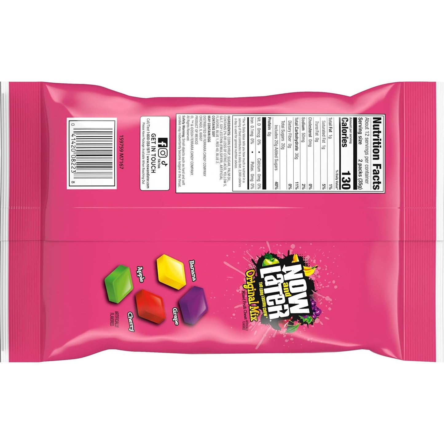 Now and Later Candy, Original Mix – Bulk Individually Wrapped Chewy Candy for Kids Lunchboxes and Birthday Party Favors