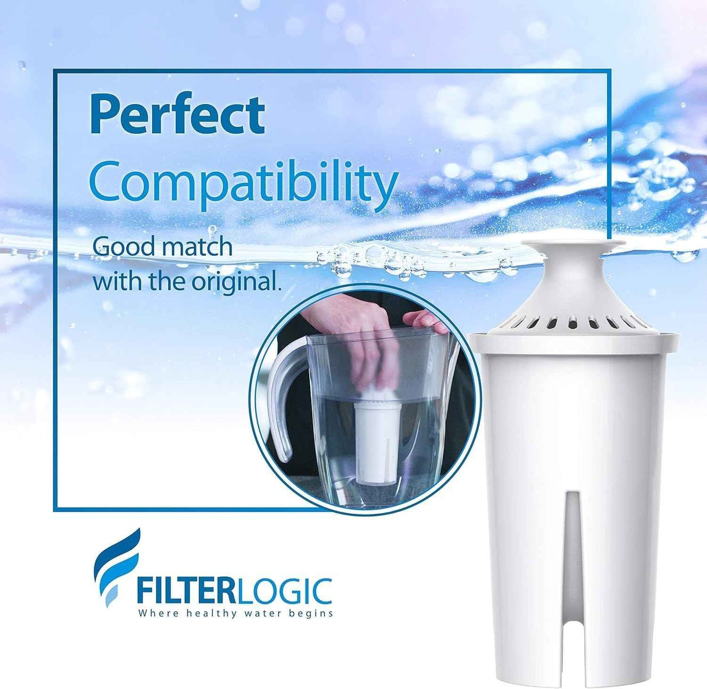 FilterLogic 6-Pack Replacement Water Filters for Brita Classic & Grand – Third-Party Verified Contaminant Reduction