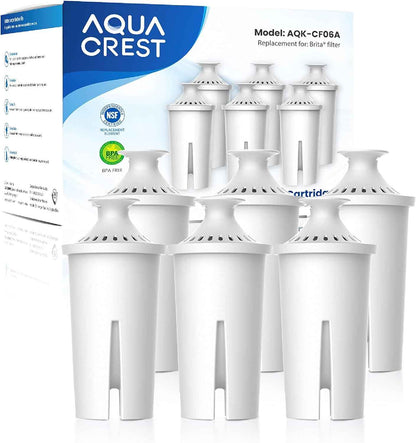 AQUA CREST Replacement for Brita Filter – Practical Housewarming Gift for New Homeowners, 6-Pack Supply