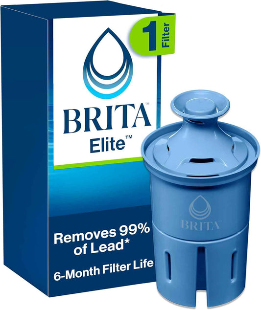 Brita Elite Replacement Filter – Streamlined Filtration for Uncluttered Kitchen Counters, Pull-Top No-Soak Install