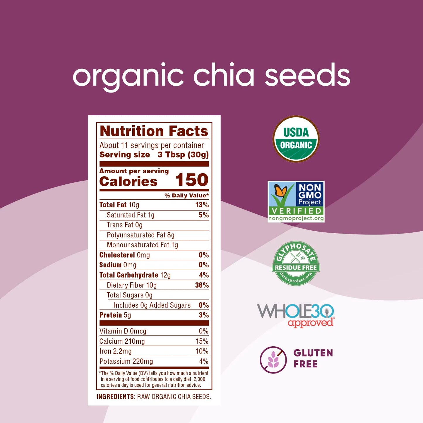 Nutiva Organic Chia Seed 12 oz – Family Safe Nutrient Booster for Lunchbox Snacks, Kids Smoothies and Hidden Veggie Recipes