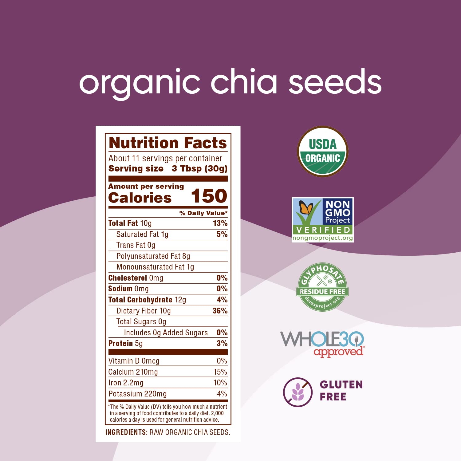 Nutiva Organic Chia Seed 12 oz – Family Safe Nutrient Booster for Lunchbox Snacks, Kids Smoothies and Hidden Veggie Recipes