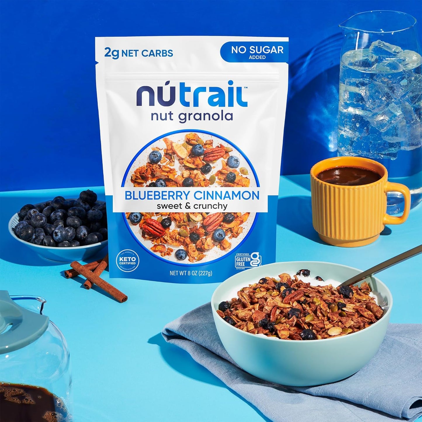 NuTrail Blueberry Cinnamon Granola – Low-Sugar School Lunchbox Topping for Picky Eaters