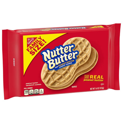 Nutter Butter Family Size Peanut Butter Sandwich Cookies, 16 oz – School Lunch Pantry Snack for Kids' Lunch Boxes