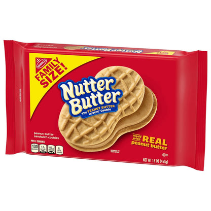 Nutter Butter Family Size Peanut Butter Sandwich Cookies, 16 oz – School Lunch Pantry Snack for Kids' Lunch Boxes