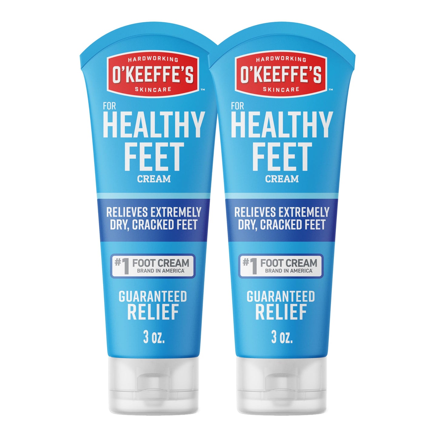 O&amp;#39;Keeffe&amp;#39;s for Healthy Feet Foot Cream - 3 oz Tube (2 Pack) - Guaranteed Relief for Extremely Cracked, Dry Feet, Repairing Skincare, Instantly Boosts and Retains Moisture Levels