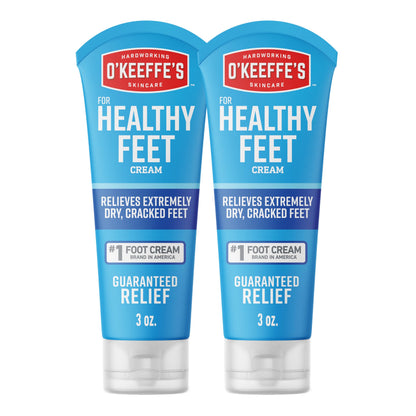 O&amp;#39;Keeffe&amp;#39;s for Healthy Feet Foot Cream - 3 oz Tube (2 Pack) - Guaranteed Relief for Extremely Cracked, Dry Feet, Repairing Skincare, Instantly Boosts and Retains Moisture Levels