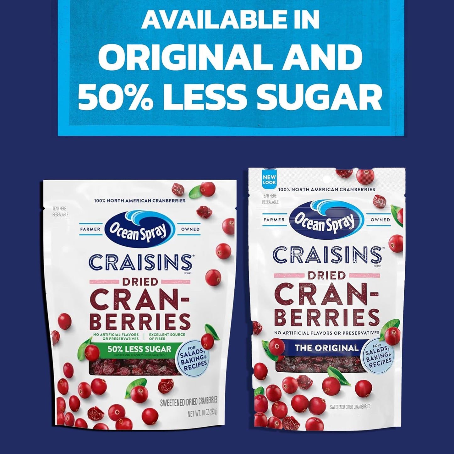 Ocean Spray Craisins Dried Cranberries 48 oz – Peanut Free Lunch Box Snack for School and Family Outings