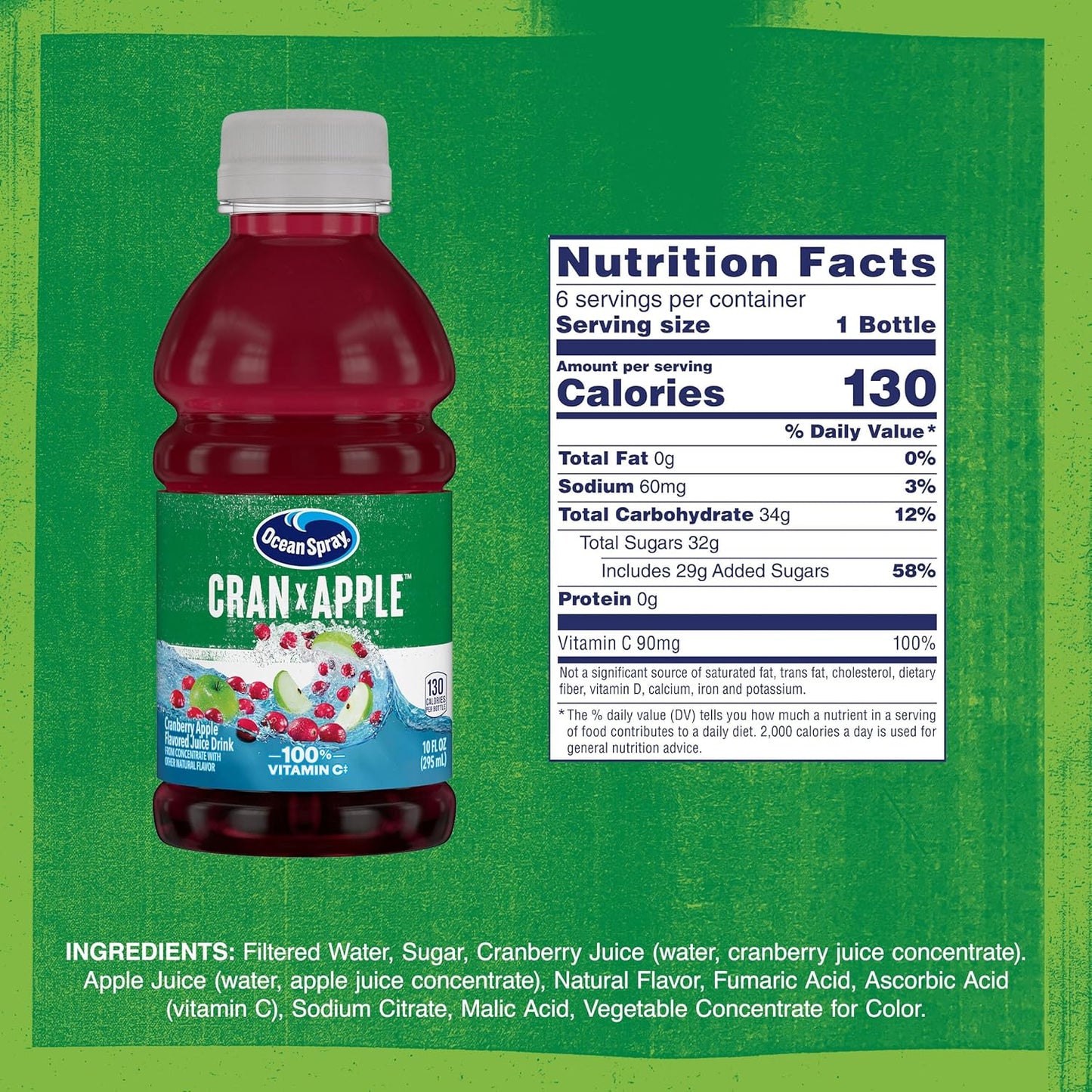 Ocean Spray Cran-Apple Juice Drink – Lunchbox-Friendly 10oz Bottle for School Snack Time