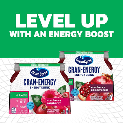 Ocean Spray® Cran-Energy™ Cranberry Pomegranate Energy Drink – 75mg Natural Caffeine for Focused Office Hours and Midday Productivity