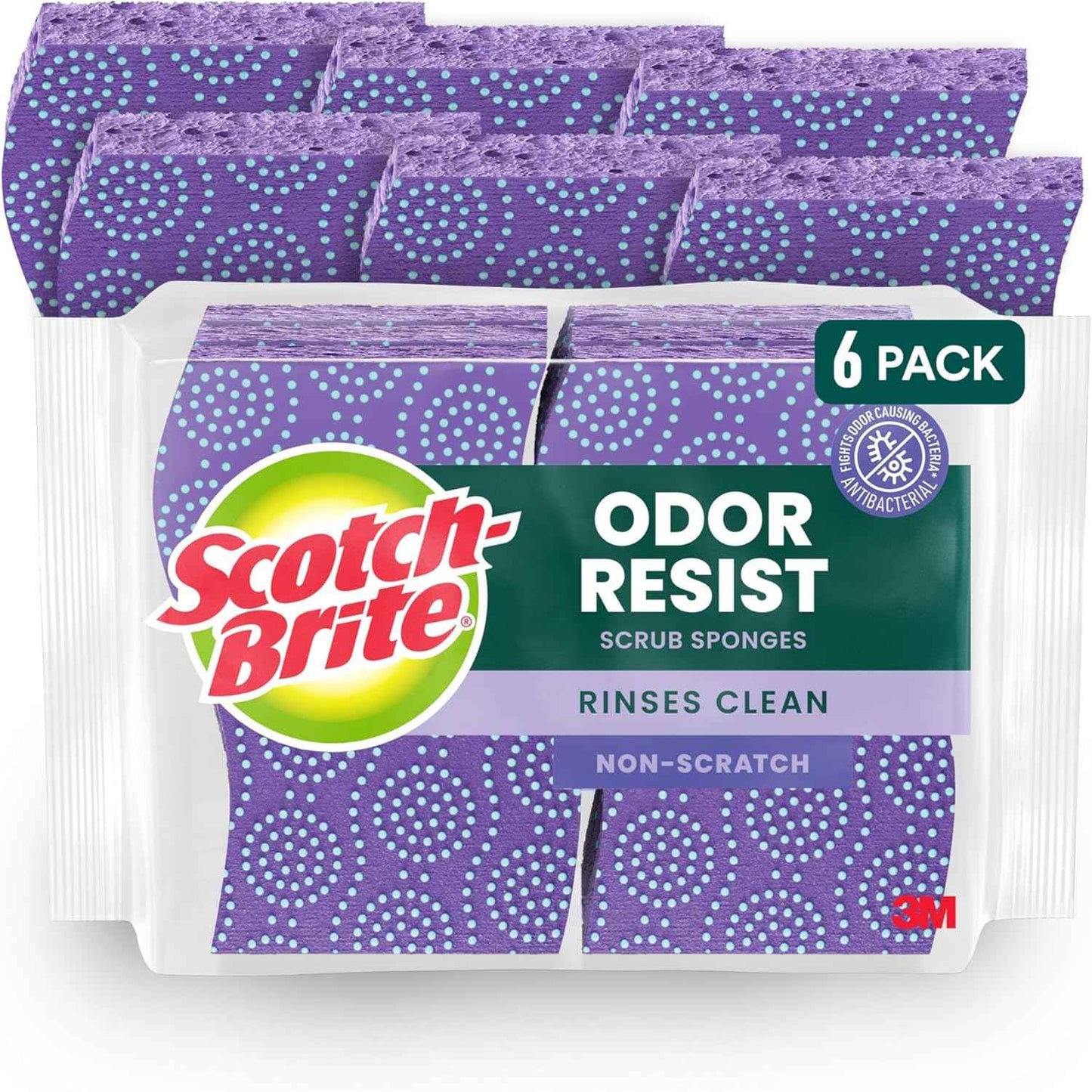Scotch-Brite Odor Resist Non-Scratch Scrub Sponge – Heavy-Duty Dish Sponges for Fast Kitchen Cleanup