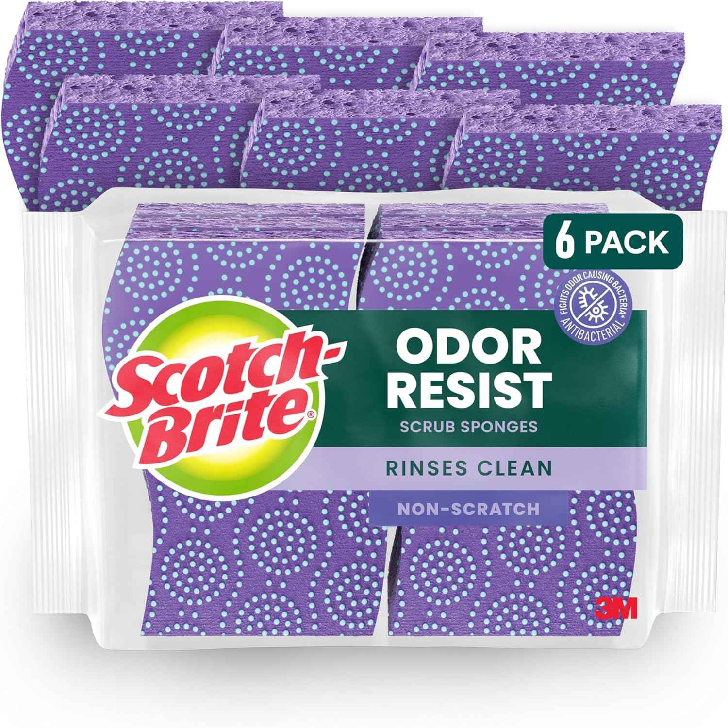 Scotch-Brite Odor Resist Non-Scratch Scrub Sponge – Heavy-Duty Dish Sponges for Fast Kitchen Cleanup