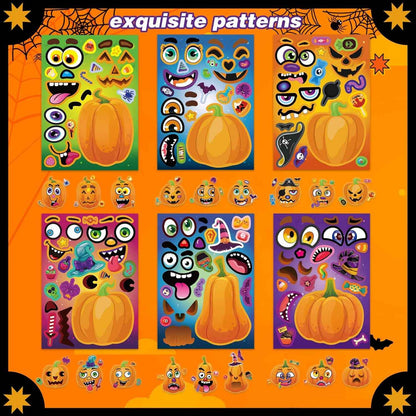 Pumpkin Decorating Stickers for Kids – 24 Sheets No-Carve Halloween Activity Safe for Toddlers and Preschoolers