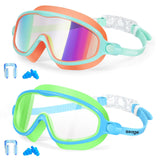 Seago Swim Goggles 2 Pack – Kids Swim Goggles for Ages 3-14, Anti-Fog Pool Gear for Swim Lessons and Backyard Fun