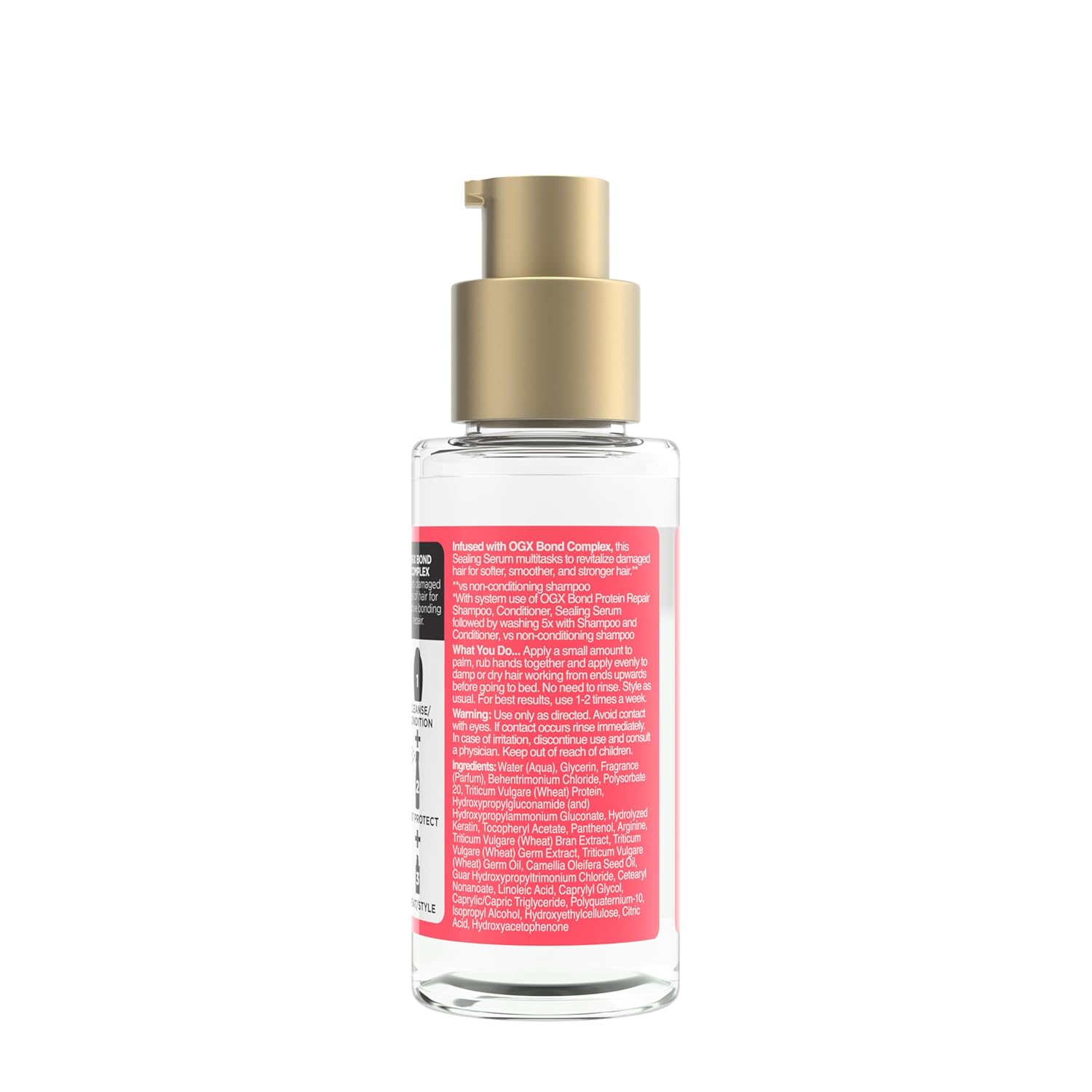OGX Bond Protein Repair Sealing Serum – Overnight Wind-Down Ritual for Damaged Hair, No-Rinse Leave-In Treatment