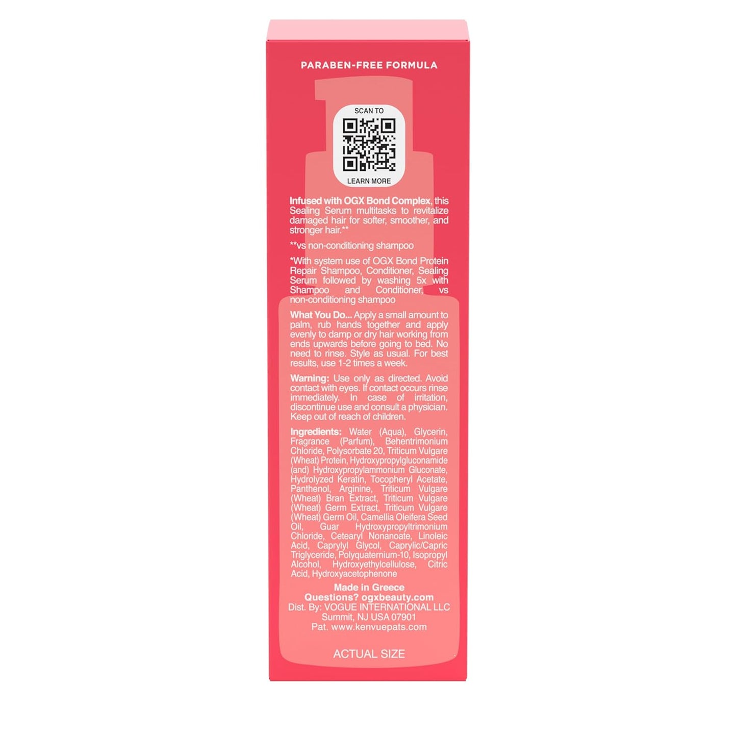 OGX Bond Protein Repair Sealing Serum – Overnight Wind-Down Ritual for Damaged Hair, No-Rinse Leave-In Treatment