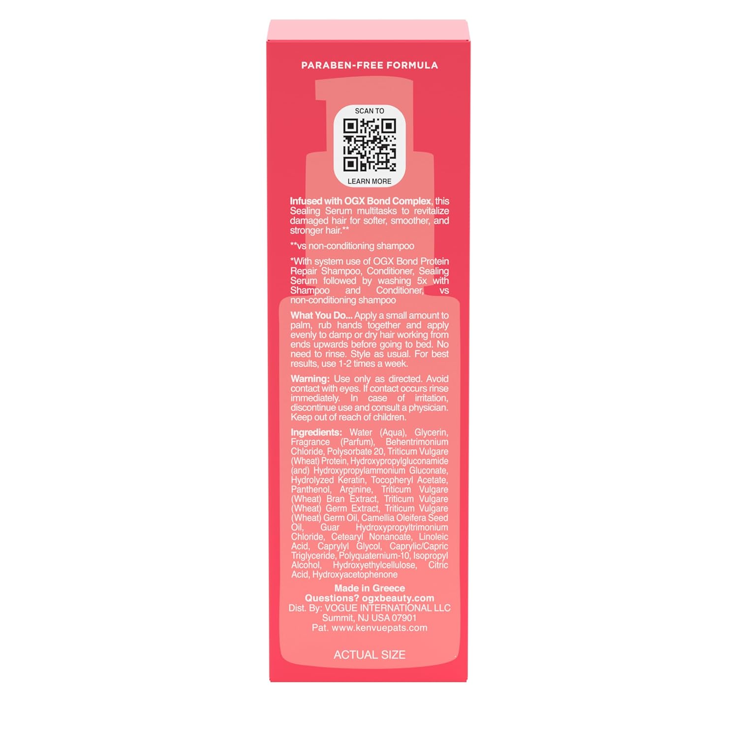 OGX Bond Protein Repair Sealing Serum – Overnight Wind-Down Ritual for Damaged Hair, No-Rinse Leave-In Treatment